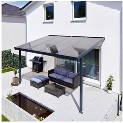 GUTTA Terrassendach Premium, BxT: 410,2×306 cm, Bedachung Doppelstegplatten, BxT: 410×306 cm, Dach Polycarbonat bronce grau