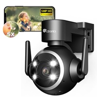 ctronics 5MP 5X Optischer Zoom PTZ Überwachungskamera Aussen WLAN, 2,4/5GHz WiFi IP Kamera Outdoor, Cloud-Speicher, Farbnachtsicht, Personenerkennung, Automatische Verfolgung, 2-Wege-Audio