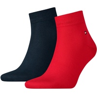 Tommy Hilfiger Herren Quarter Socken, Vorteilspack - Sneaker, Unifarben, 39-49 Dunkelblau/Rot 43-46