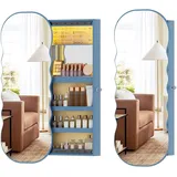 OUTDOOR DOIT Schmuckschrank Hängend mit Spiegel, Spiegelschrank Abschließbarer Wandspiegel zum Aufhängen der Wand Großer Stauraum für Schlafzimmer Blau
