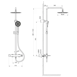 Sapho ICONIC Duschsäule mit Hebelarmatur, Chrom - Silber