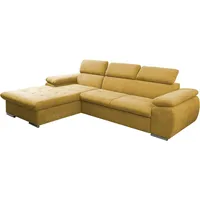 MOEBLO Ecksofa Nilux, Sofa Couch L-Form Polsterecke für Wohnzimmer, Schlafsofa Sofagarnitur Wohnlandschaft, Modernes Ecksofa mit Schlaffunktion, Bettkasten & verstellbaren Kopfstützen – frei im Raum stellbar, mit Bettkasten und Schlaffunktion gelb