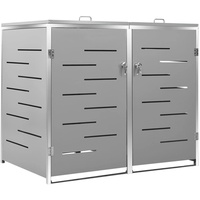 Yolola Mülltonnenbox 2 Tonnen Mülltonnenverkleidung für 2 Mülltonnen Mülltonnenbox Metall Mülltonne Müllcontainer Mülltonnenbox 138 x 77,5 x 115,5 cm Grau