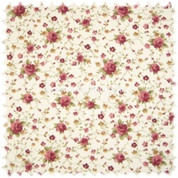 Möbelstoff Flora Little Rose Rotviolett / Perlweiss in Englisch Leinen Optik