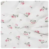 AMateschitz Baumwollstoff Musselin Stoff 100% Baumwolle Nähstoff Meterware Kinderstoff Bedruckte Kostümstoff Double Gauze Stoff Blumen Dekostoff für Kleid Bluse Kinder Tuch Decke Weiß 500 * 135cm