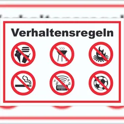 Schild Verhaltensregeln Verbote A6 (105x148mm)