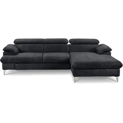 COTTA Ecksofa David Stoff Black / Anthrazit