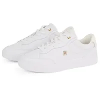 Tommy Hilfiger Damen Court Sneaker Essential Chic aus Leder, Weiß (White), 39