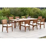 merxxhandels Batavia Set 17tlg., 8 Stapelsessel, 8 Aufl.,AZ-Tisch