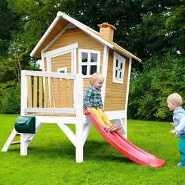 Axi Spielhaus Robin 264 x 203 x 177 cm Braun/Weiß mit Roter Rutsche