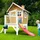 Axi Spielhaus Robin 264 x 203 x 177 cm Braun/Weiß mit Roter Rutsche