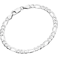 Smart Jewel Armband Figarokette 3/1 diamantiert, massiv, Silber 925