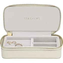 Travel Medium Stackers Schmuck-Reisekästchen hellbeige aus Leinen