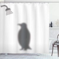 zhwe Duschvorhang 180x200 Pinguin Duschrollo Wasserabweisend Anti-Schimmel mit 12 Duschvorhangringen, 3D Bedrucktshower Shower Curtains, für Duschrollo für Badewanne Dusche