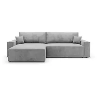 CORNERO Ecksofa mit schlaffunktion VIENNA links grau Cord Poso 55 - Schlaffunktion, Bettkasten - Grau