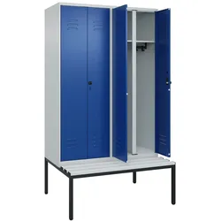 C+P DoppelSpind Classic PLUS Kunststoff untergebaute Bank 4 Abteile Trennwand HxBxT 212x120x82cm Sicherheitsdrehriegel HellgrauEnzianblau von PROREGAL