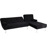 Mendler Schlafsofa HWC-K22, Couch Ecksofa Sofa, Liegefläche links/rechts Schlaffunktion 236cm ~ Samt schwarz