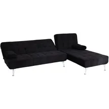 Mendler Schlafsofa HWC-K22, Couch Ecksofa Sofa, Liegefläche links/rechts Schlaffunktion 236cm ~ Samt schwarz