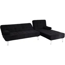 Mendler Schlafsofa HWC-K22, Couch Ecksofa Sofa, Liegefläche links/rechts Schlaffunktion 236cm ~ Samt schwarz