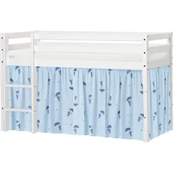 Spielbett HOPPEKIDS "ECO Dream", blau (blau, weiß), B:81cm H:105cm L:168cm, Vorhang: 100% Baumwolle, Matratzenbezug: 23% Bambus.77% Polyester, Matratze: Waterlily Matratzenkern, Betten, Massivholz, wahlweise in 2 Größen und 4 Farben, Matratze wählbar