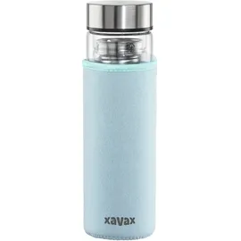 xavax Glasflasche 450 ml blau mit Filter