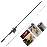 Abu Garcia Fast Attack Pro 210 20-70g Pike Cast Combo, Spinning Combo zum Raubfischangeln, Schwarz