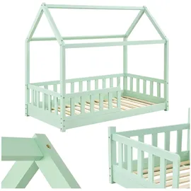 Juskys Kinderbett Marli 80 x 160 cm Kiefer massiv lackiert mint