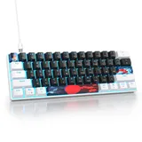 SOLIDEE mechanische Gaming Tastatur 60 Prozent,61 Tasten mit Lineare rote Schalter,kabelgebundene mechanische Tastatur mit LED-Hintergrundbeleuchtung,kompakte Tastatur,für PS5/PS4/Xbox(61 Black)