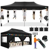 COBIZI Pavillon 3x6m Faltpavillon 3x6m Wasserdicht Stabil, Pop up Pavillon Faltbar, Partyzelt 3x6 Wasserdicht Stabil Gartenpavillon, Pavillion Klappbar UV-Schutz mit 6 Seitenwänden, Schwarz