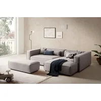 LeGer Home by Lena Gercke Polsterecke »PIARA XXL, L-Form mit Schlaffunktion, Big-Sofa in Cord o. Leinenoptik«, Hocker stellbar zum Schlafsofa (Krokodilverbinder), tiefe Sitzfläche, grau