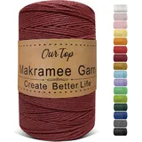 OurTop Premium Makramee Garn Burgunder, 2mm x 500m Macrame Cord Makramee Schnur Makramee Kordel, Garn für DIY Handwerk, Weben Dekoration, Hängepflanze Pflanze Aufhänger