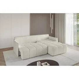 altdecor Ecksofa Samt mit Schlaffunktion 2-Sitzer Creme