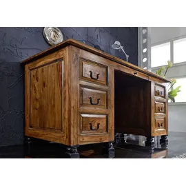 Massivmoebel24 Schreibtisch New Boston Sheesham braun