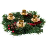 Weihnachtsdeko Innen Adventskranz Metall für 4 Kerzen Weihnachtsgesteck,Weihnachten Deko Kerzenständer Metall Modern Weihnachtskranz Tisch Kerzenhalter,Adventskranz Teelichter (Gold)