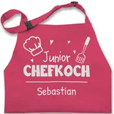 Kinderschürze Schürze Kinder Jungen Mädchen - Kochschürze - Junior Chefkoch mit Name - Wunschnamen - 2-6 Jahre - Pink - für kinderkochschürze koch kochen backschürze personalisierte - 2-6 Jahre