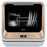 Medion® Tischgeschirrspüler MD37763, 2 Maßgedecke, mit/ohne Wasseranschluss, 6 Reinigungsprogramme, freistehend, gold goldfarben