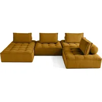 Best Möbel Marisol - wohnlandschaft modular 7-Sitzer - texturierter Samt , Gelb - Gelb