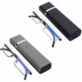 YSJJZRL 2 Pack Lesebrille Halbrahmen Blaulichtblockierende Lesebrille Leichte TR90 Materialrahmen Lesebrille für Männer Frauen(Gold und Grau)+1.25