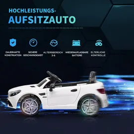 aiyaplay 12 V Kinder Elektroauto, Kinderfahrzeug mit 2,4G Ferbedienung, Elektrofahrzeug mit LED-Scheinwerfern, Sicherheitsgurt, Hupe, Musik, Mercedes SLC 300 Kinderauto für Kinder ab 3 Jahren, Weiß