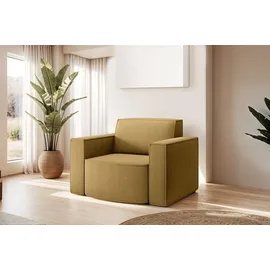 Fun Möbel Sofa Set 2-teilig Sessel und Ecksofa PALMA XS Stoff Scala Senfgelb Ottomane Links - Gelb