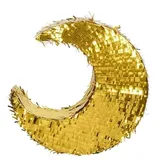 NEU Pinata Mond, mit Flitterfolie bedeckt, gold, 44x44cm