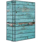 banjado XXL Medizinschrank Abschliessbar 35x46x15cm Arzneischrank Anthrazit Aus Metall Mit Motiv Blaue Holzlatten