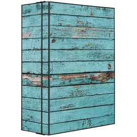 banjado XXL Medizinschrank Abschliessbar 35x46x15cm Arzneischrank Anthrazit Aus Metall Mit Motiv Blaue Holzlatten