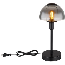 Tischlampe Tischleuchte Beistellleuchte Leselampe Schreibtischleuchte, Touchbedienung, Metall Glas Rauchoptik, E14 Fassung, DxH 15x32cm