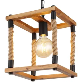 GLOBO Hängeleuchte 1-flg. 25 cm eckig Holz schwarz naturfarben