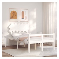 vidaXL Bett Seniorenbett mit Kopfteil Weiß Massivholz weiß 125.5 cm x 195.5 cm x 80.5 cm