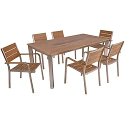 7tlg. Alu Tischgruppe FLORENCE Garten Sitzgruppe Outdoor Beige Metall Kunststoff