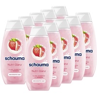 Schauma Schwarzkopf Reparatur-Shampoo Nutri Glanz (10x 400 ml), Haarshampoo repariert und regeneriert geschädigtes Haar intensiv, Hair Repair Shampoo mit Erdbeer-Extrakt und Mandelmilch