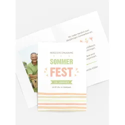 Einladung Sommerfest selbst gestalten mit Spruch und Fotos im Onlinedesigner bei Meine-Kartenmanufaktur.de