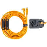 Tether Tools LeverLock mit USB-C an USB-C rechtsgewinkelt Kabel 9,4m 5Gbps orange